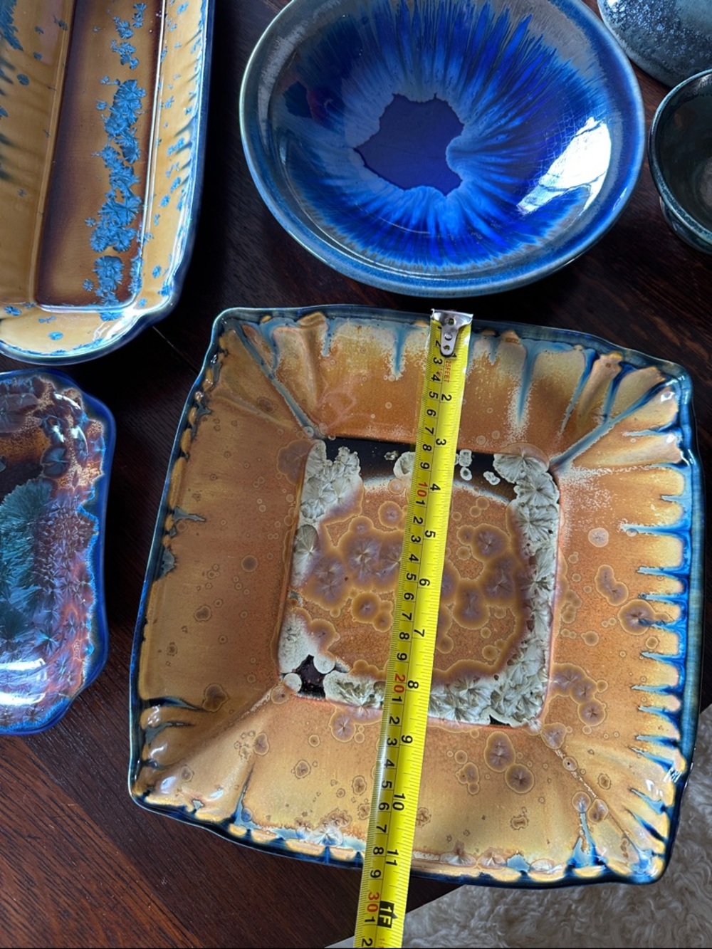 Handmade Edgecomb Pottery platter. Unique crystalline glaze. Bohemian home decor - Picture 12 of 15
